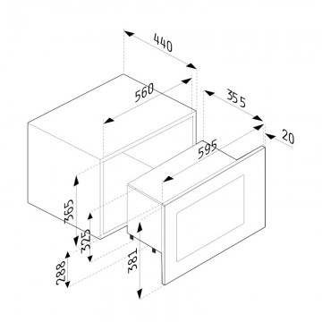 Cuptor microunde incorporabil PYRAMIS 30BLK 30UG 034061501. Poza 2