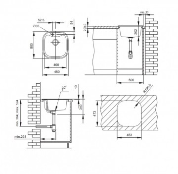 Poza Set chiuveta soft compozit Pyramis Square DUROTHEK ALB + Baterie